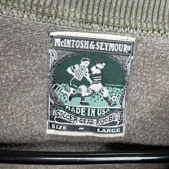 VTG MCINTOSH SEYMOUR Rugby Sweatshirt Made in USA 1/4 Button Sage Faded Size L - Picture 5 of 5